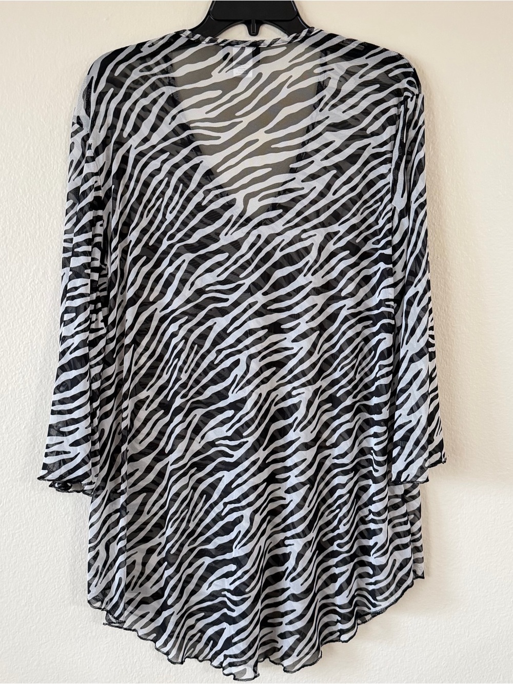 Vintage y2k Black and White Zebra Print Swim mesh Coverup made in USA - Picture 3 of 5